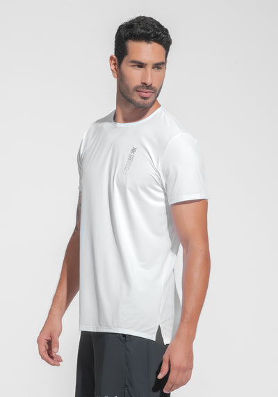 Camiseta Fitness Masculina Dry Fit com Recortes Nas Costas Dlk Branco
