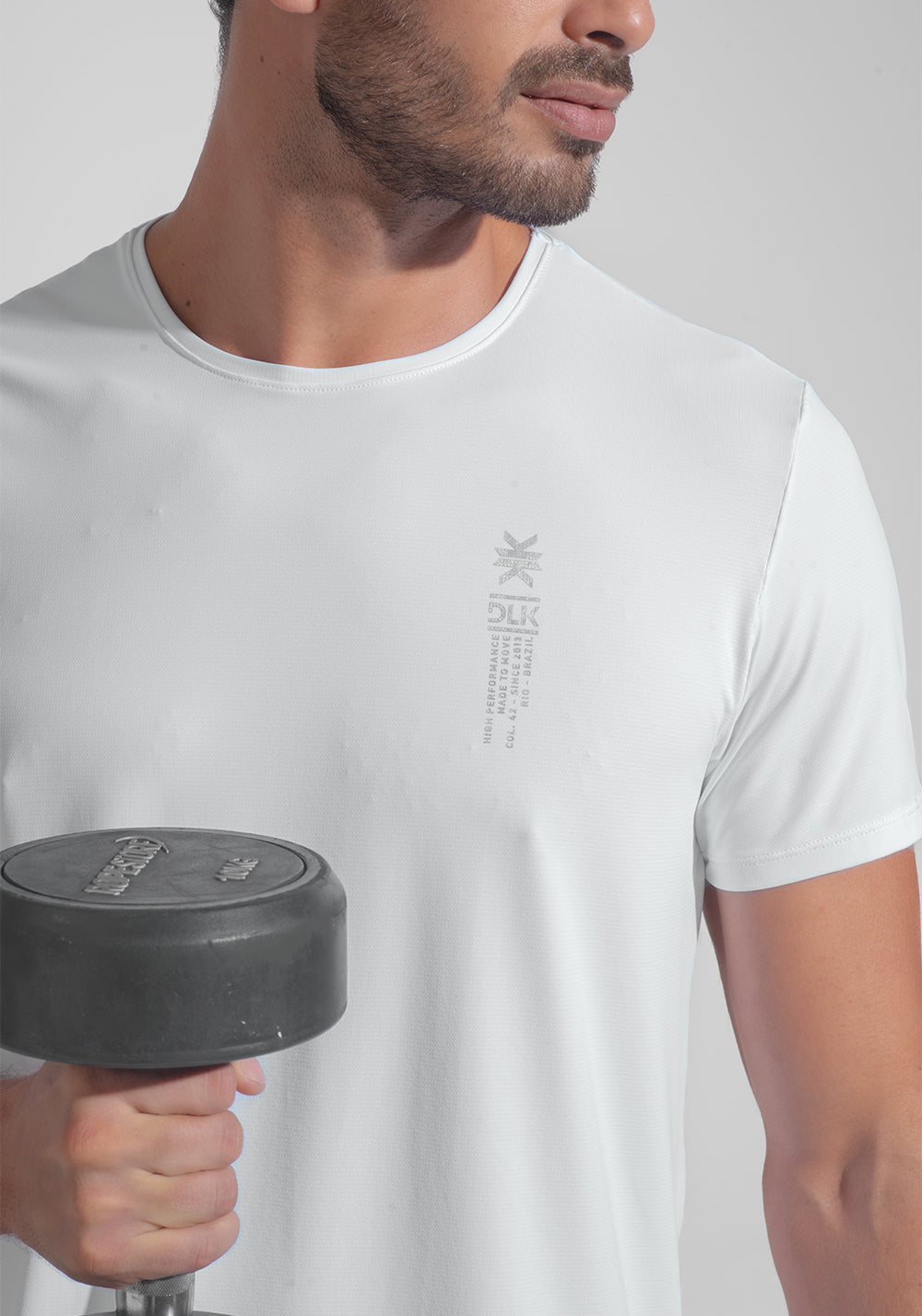 Camiseta Fitness Masculina Dry Fit com Recortes Nas Costas Dlk Branco