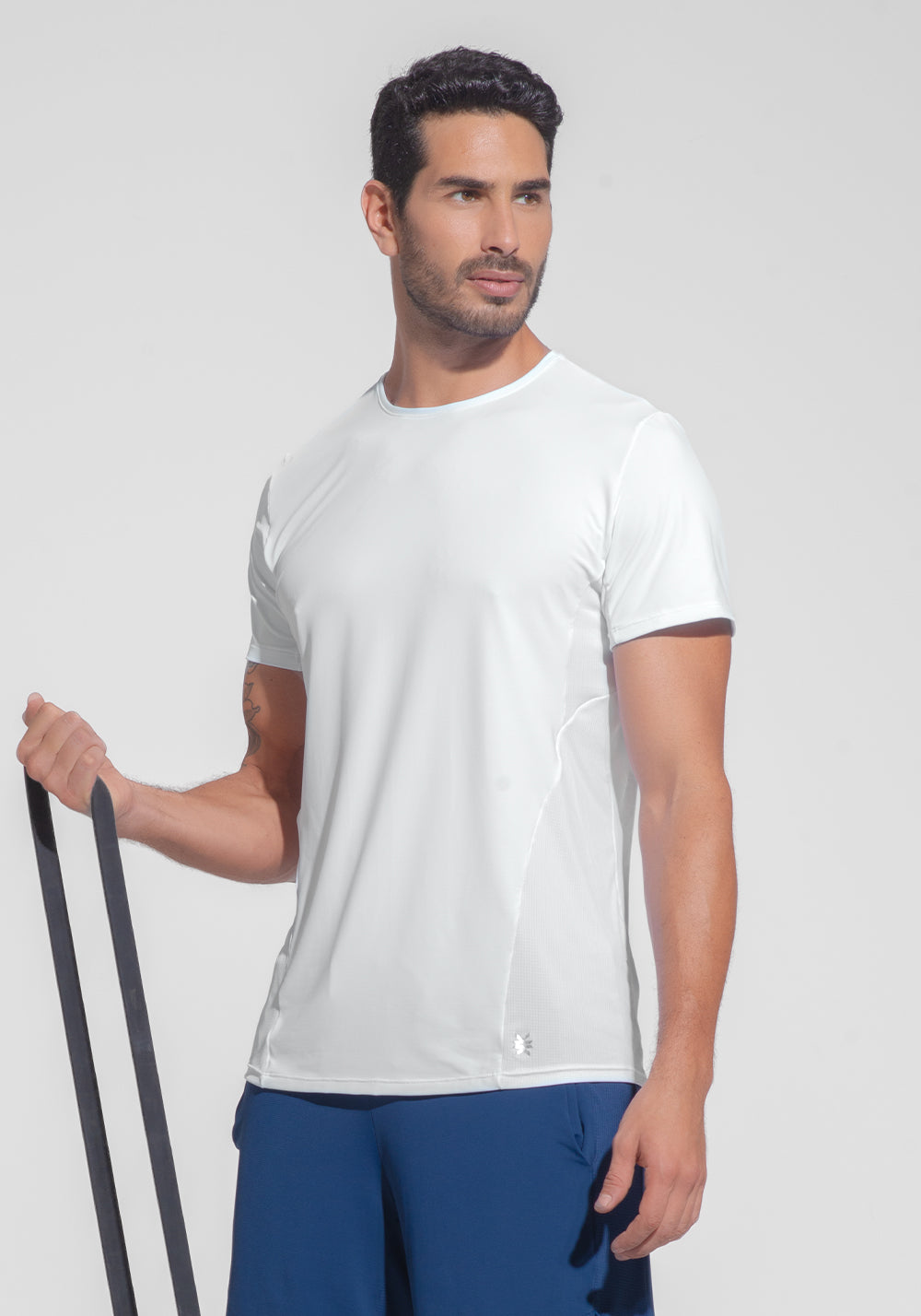 Camiseta Fitness Masculina Dry Fit Com Recortes Laterais Dlk Branco