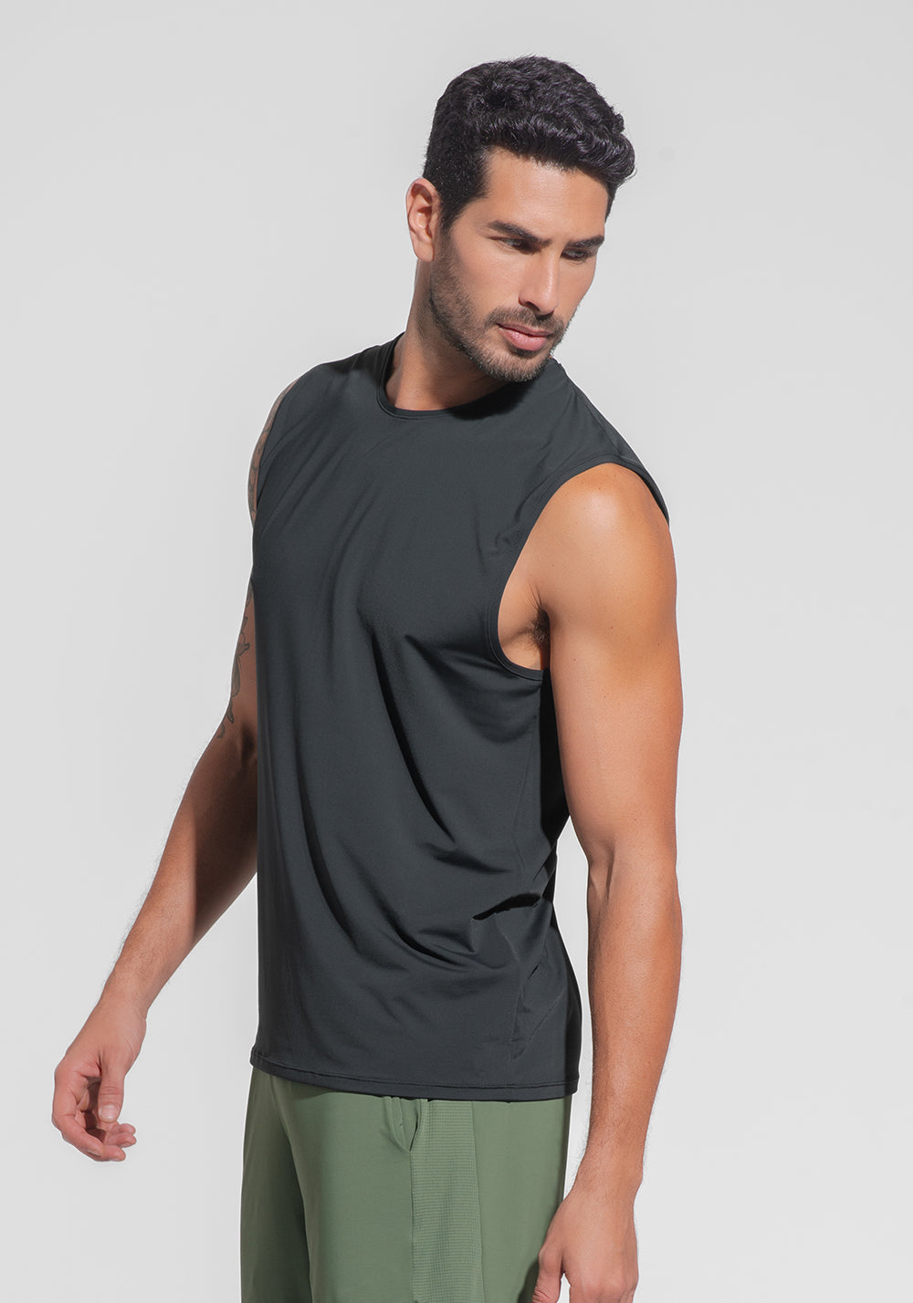 Regata Fitness Masculina Dry Fit Dlk Preto