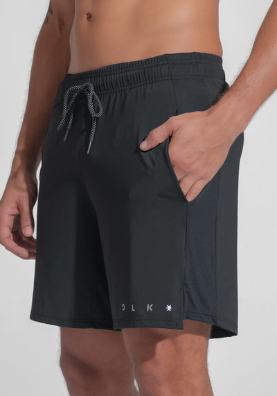 Short Fitness Masculino Dry Fit Com Bolsos E Recorte Lateral Dlk Preto