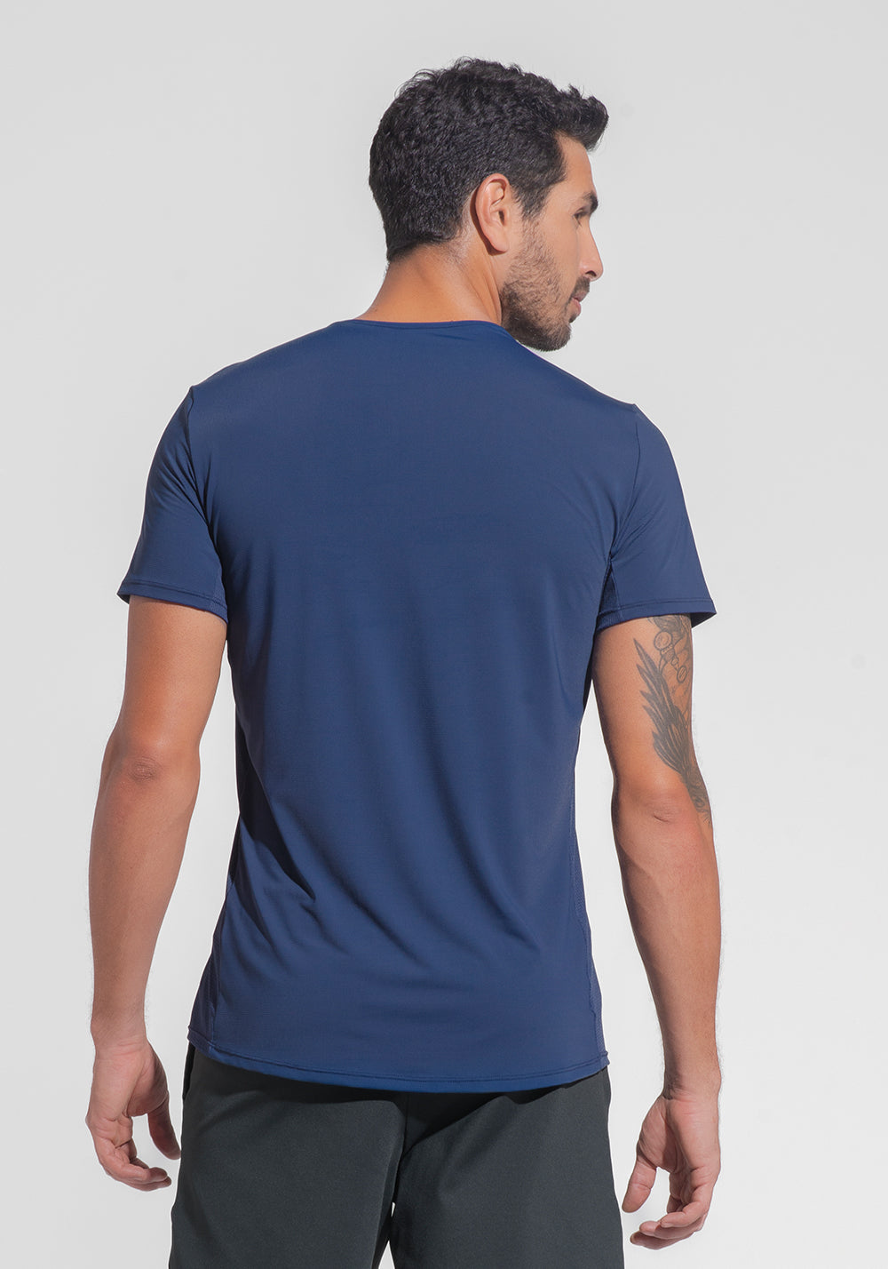 Camiseta Fitness Masculina Dry Fit Com Recortes Laterais Dlk Azul Marinho