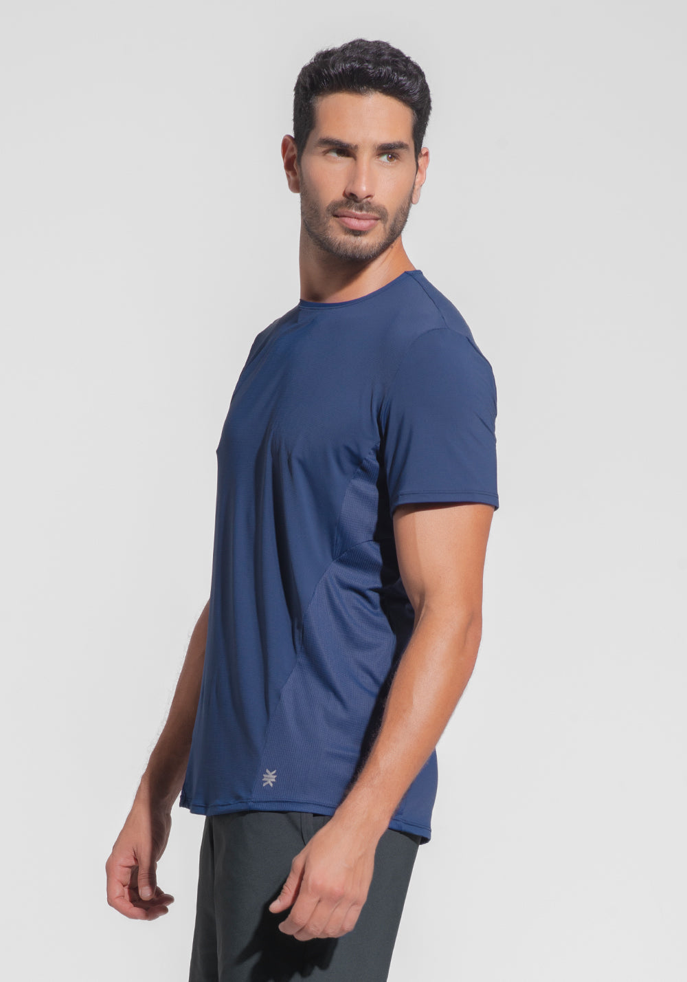 Camiseta Fitness Masculina Dry Fit Com Recortes Laterais Dlk Azul Marinho