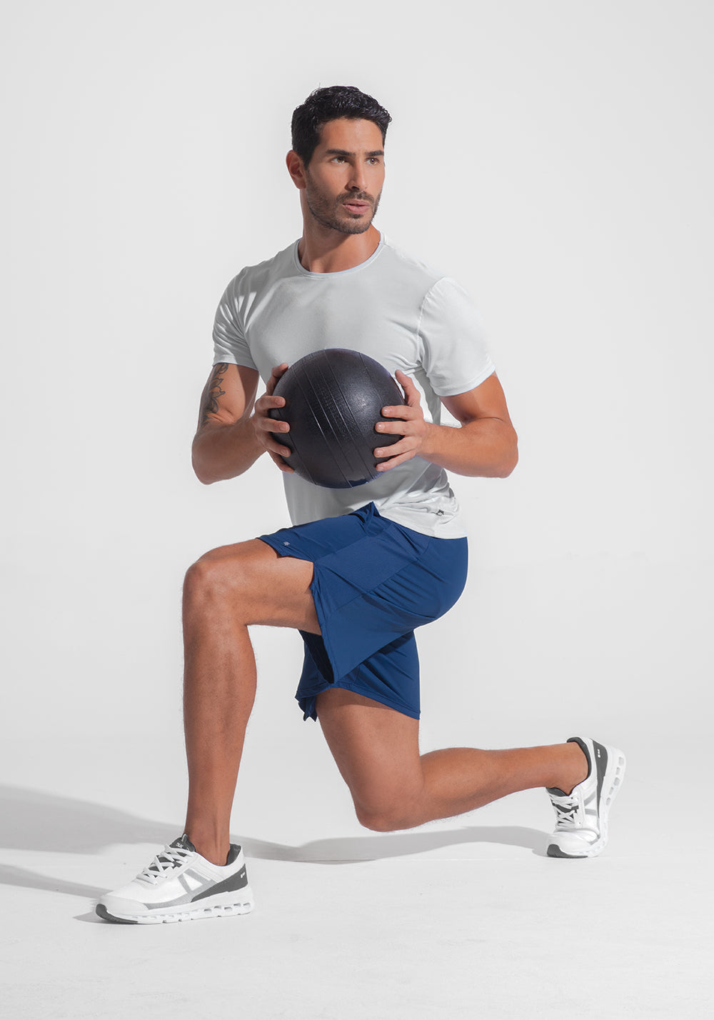 Short Fitness Masculino Dry Fit Com Bolsos E Recorte Lateral Dlk Azul Marinho