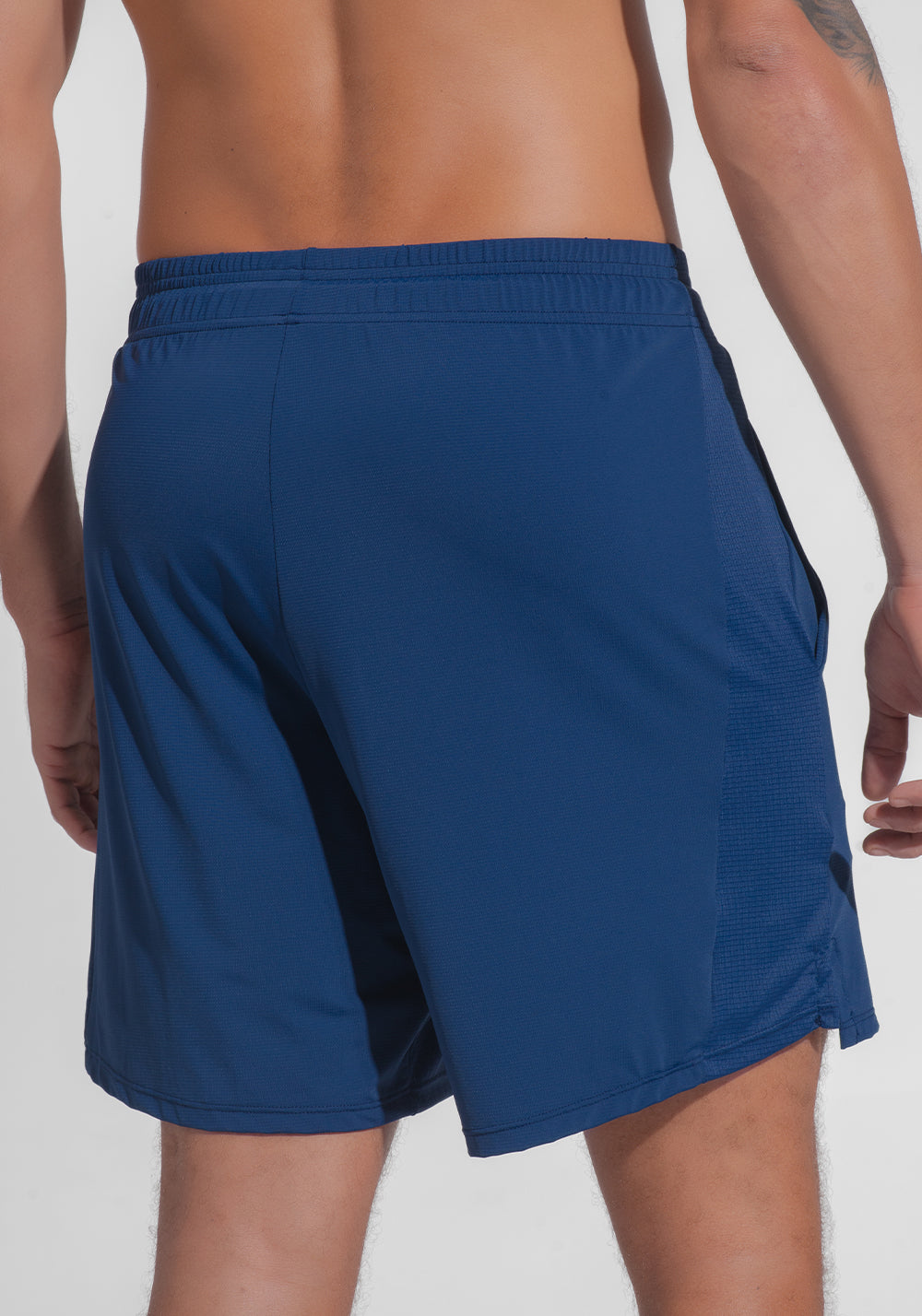 Short Fitness Masculino Dry Fit Com Bolsos E Recorte Lateral Dlk Azul Marinho