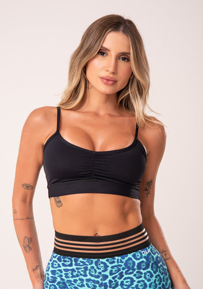 Top Fitness Preto Franzido Básico Dlk