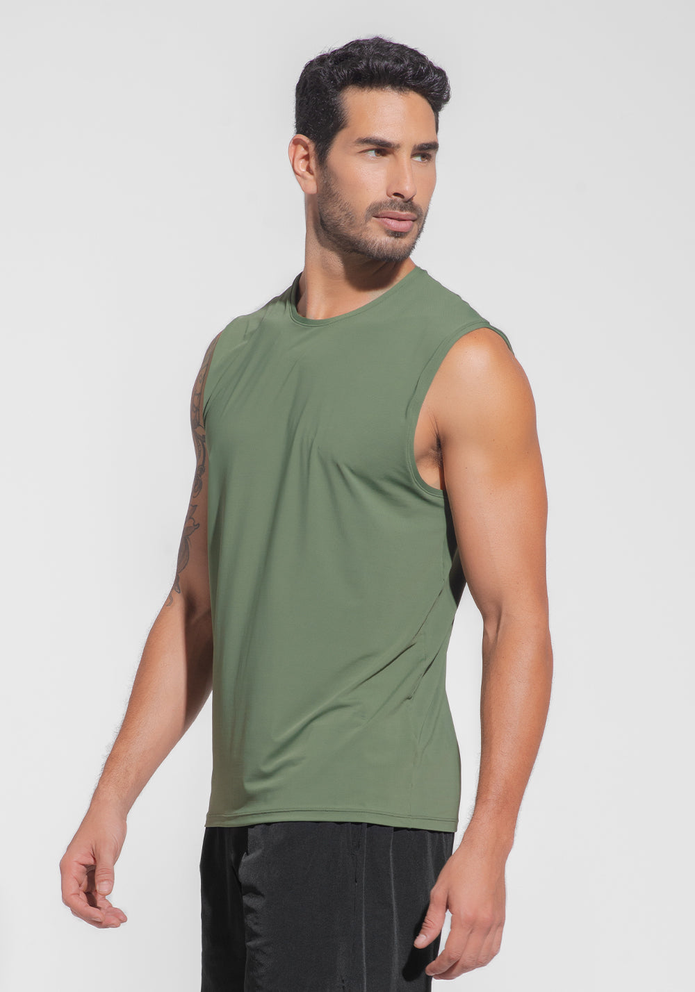 Regata Fitness Masculina Dry Fit Dlk Verde Militar
