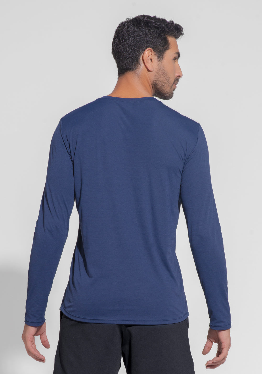 Camiseta Fitness Masculina Manga Longa Mescla Dlk Azul Marinho