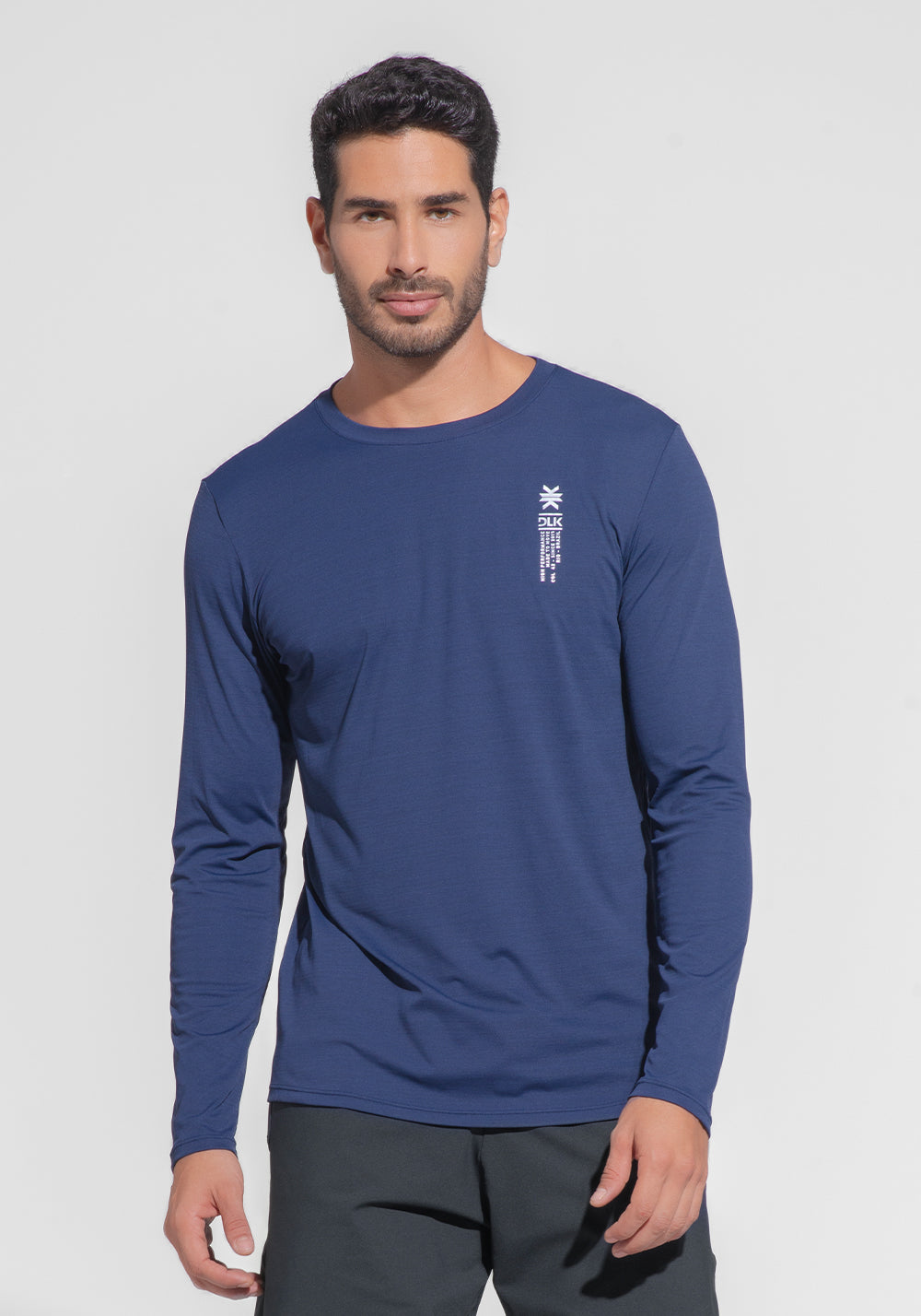 Camiseta Fitness Masculina Manga Longa Mescla Dlk Azul Marinho