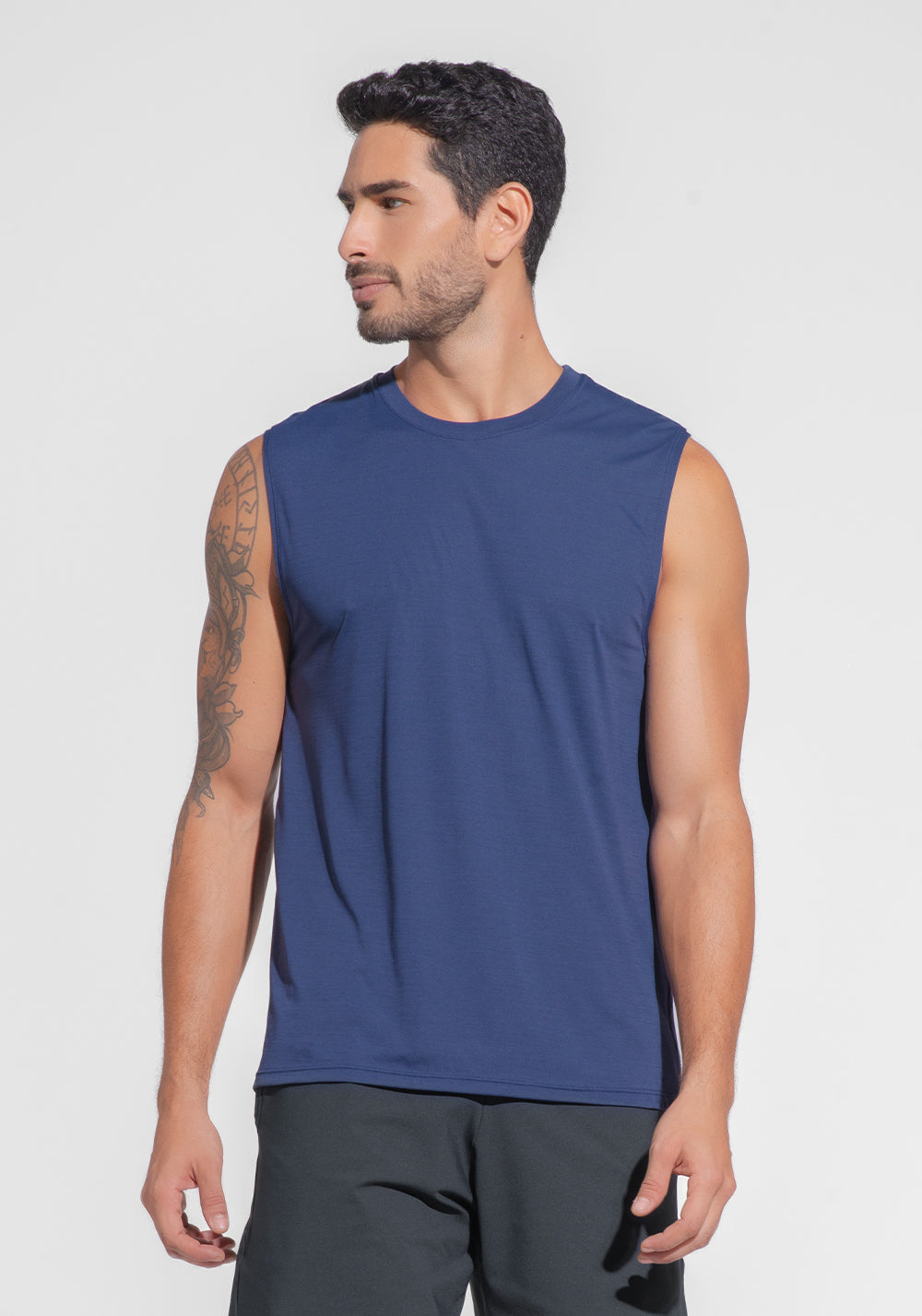 Regata Fitness Masculina Mescla Dlk Azul Marinho