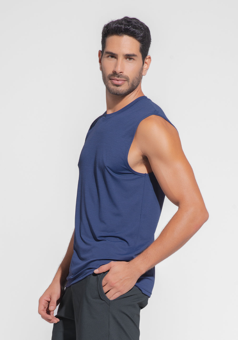 Regata Fitness Masculina Mescla Dlk Azul Marinho