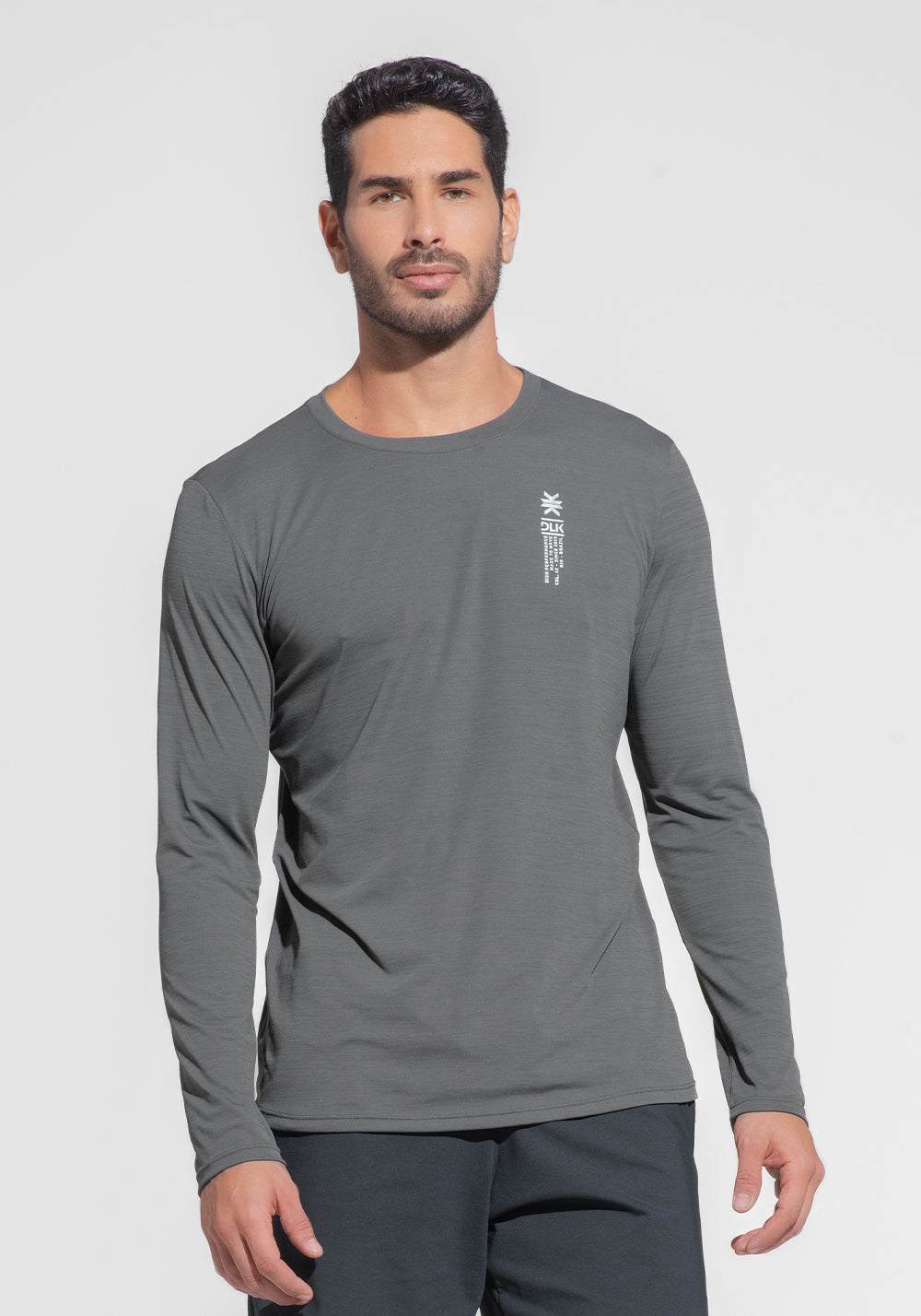 Camiseta Fitness Masculina Manga Longa Mescla Dlk Grafite