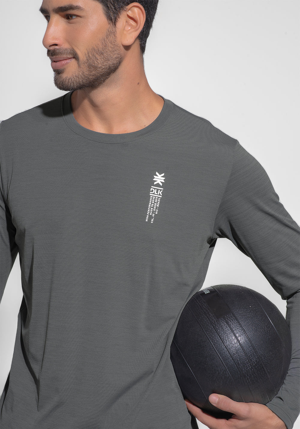 Camiseta Fitness Masculina Manga Longa Mescla Dlk Grafite