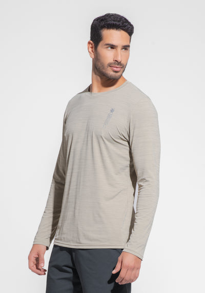 Camiseta Fitness Masculina Manga Longa Mescla Dlk Areia