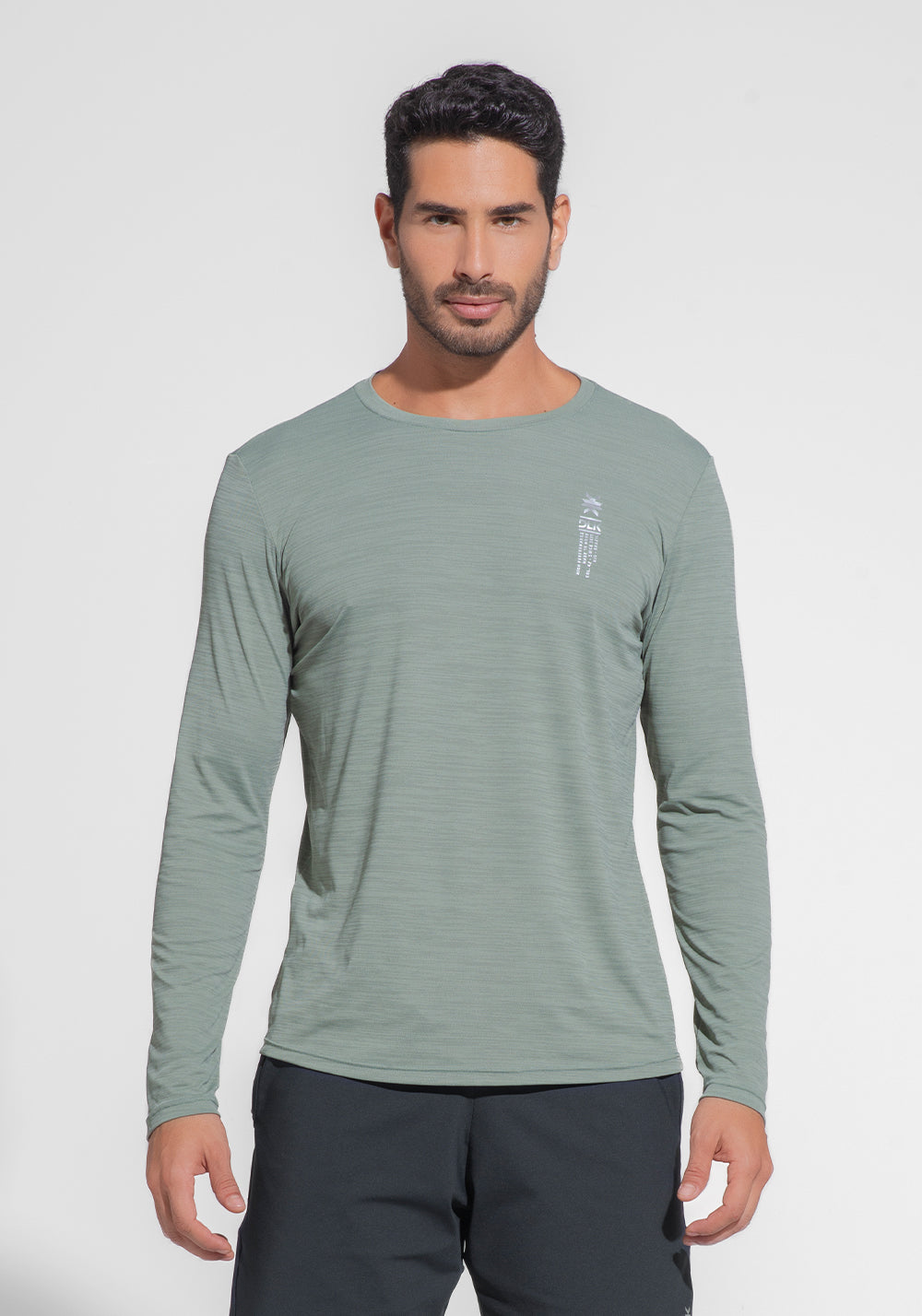 Camiseta Fitness Masculina Manga Longa Mescla Dlk Verde