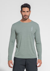 Camiseta Fitness Masculina Manga Longa Mescla Dlk Verde