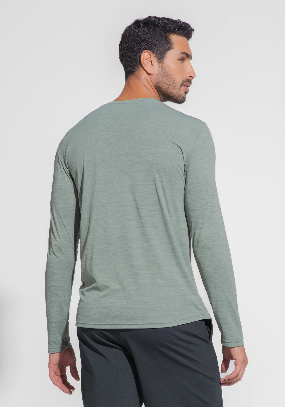 Camiseta Fitness Masculina Manga Longa Mescla Dlk Verde
