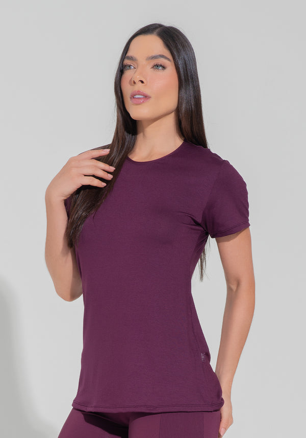 Blusa Fitness Feminina Alongada Motion Lines Dlk Vinho