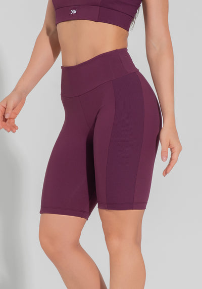 Bermuda Fitness Feminina Com Detalhe Canelado Motion Lines Dlk Vinho