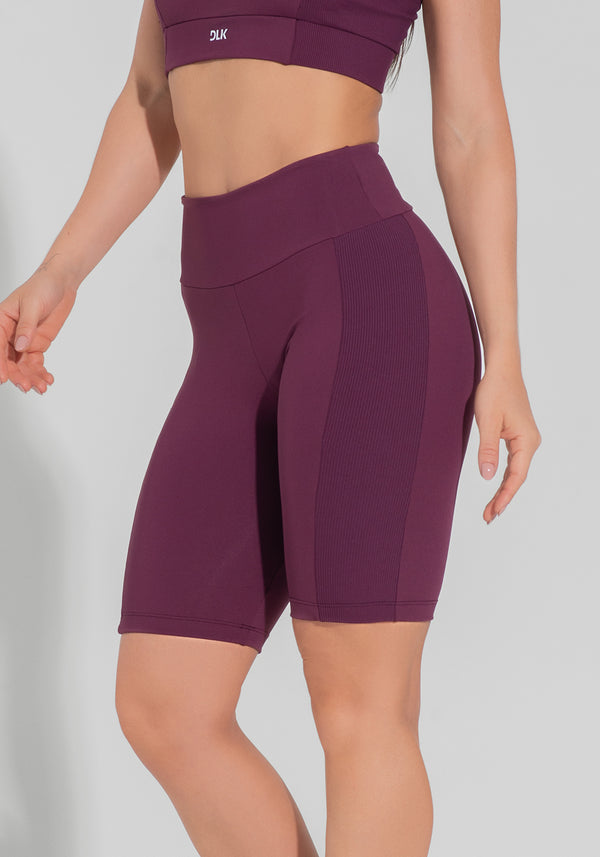 Bermuda Fitness Feminina Com Detalhe Canelado Motion Lines Dlk Vinho