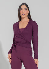 Casaco Feminino Transpassado Com Amarração Motion Lines Dlk Vinho