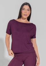 Blusa Feminina Decote Canoa Motion Lines Dlk Vinho