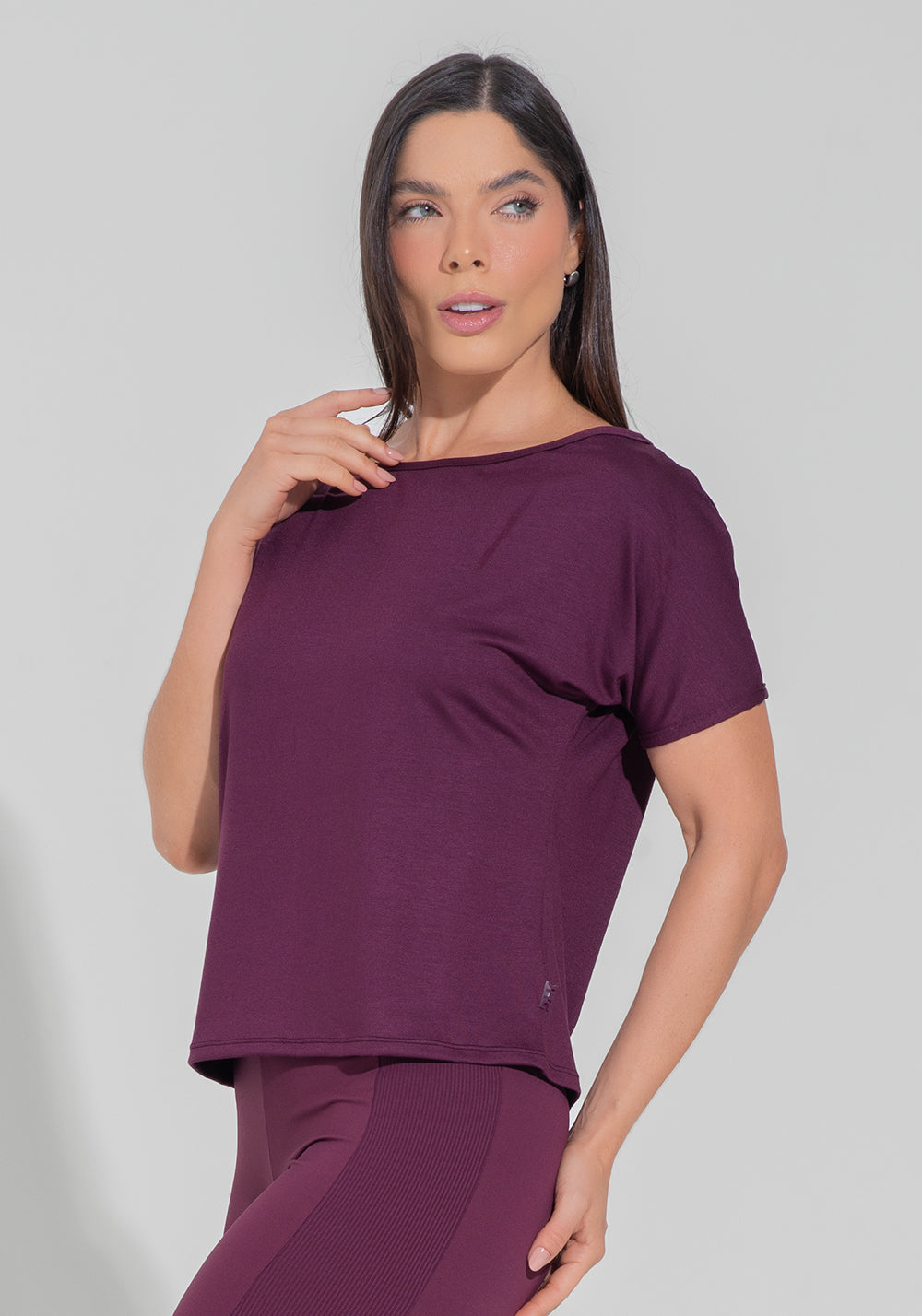 Blusa Feminina Decote Canoa Motion Lines Dlk Vinho