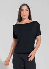 Blusa Feminina Decote Canoa Motion Lines Dlk Preto
