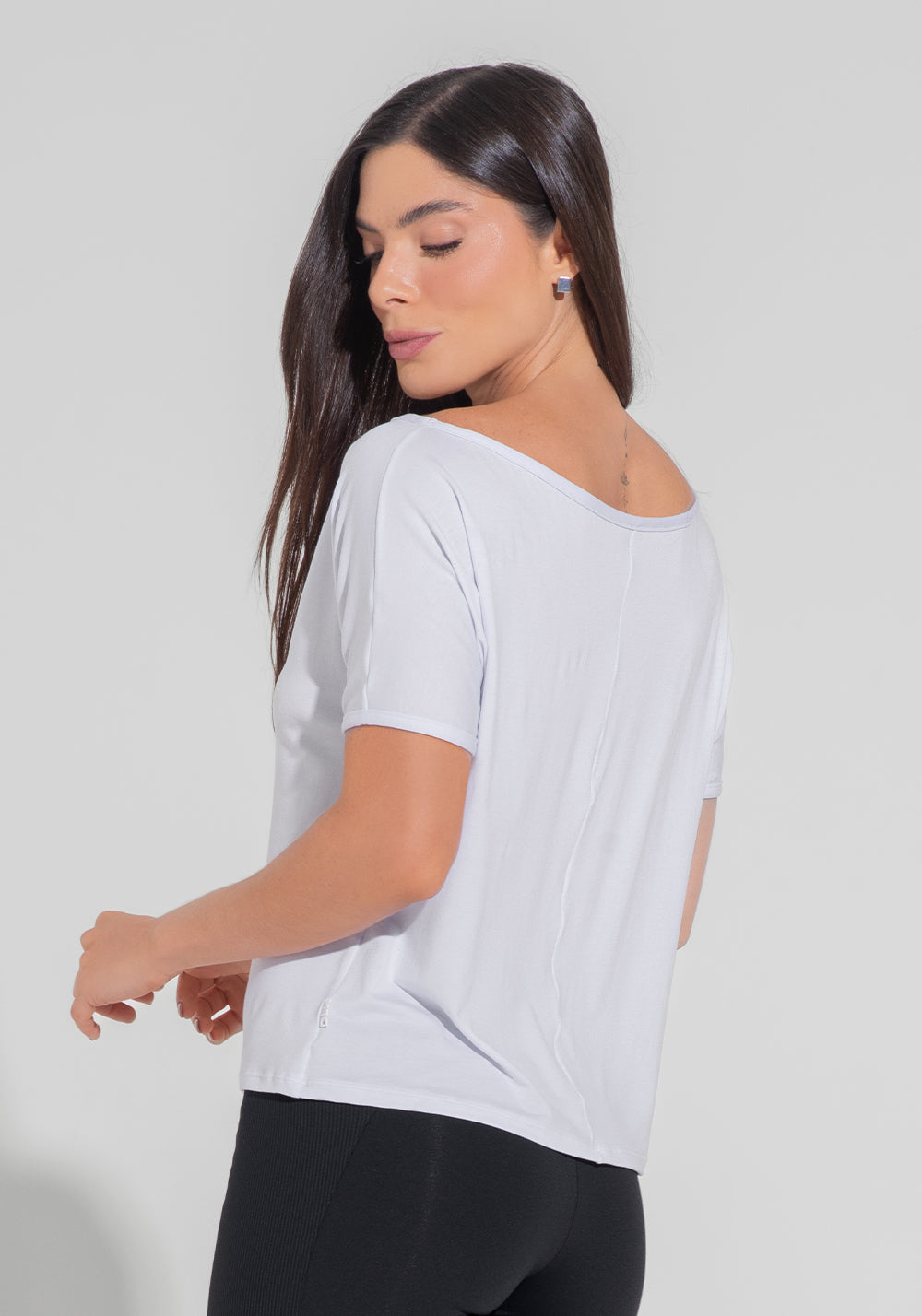 Blusa Feminina Decote Canoa Motion Lines Dlk Branco