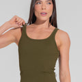 Camiseta Feminina Canelada Motion Lines Dlk Verde Oliva