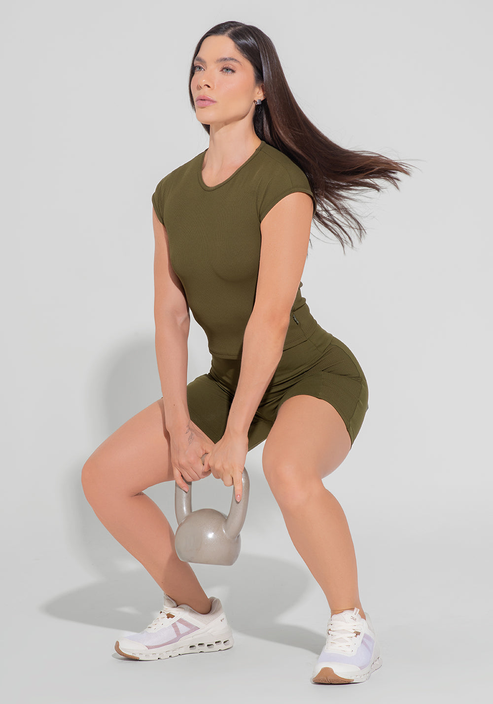 Blusa Feminina Canelada Motion Lines Dlk Verde Oliva