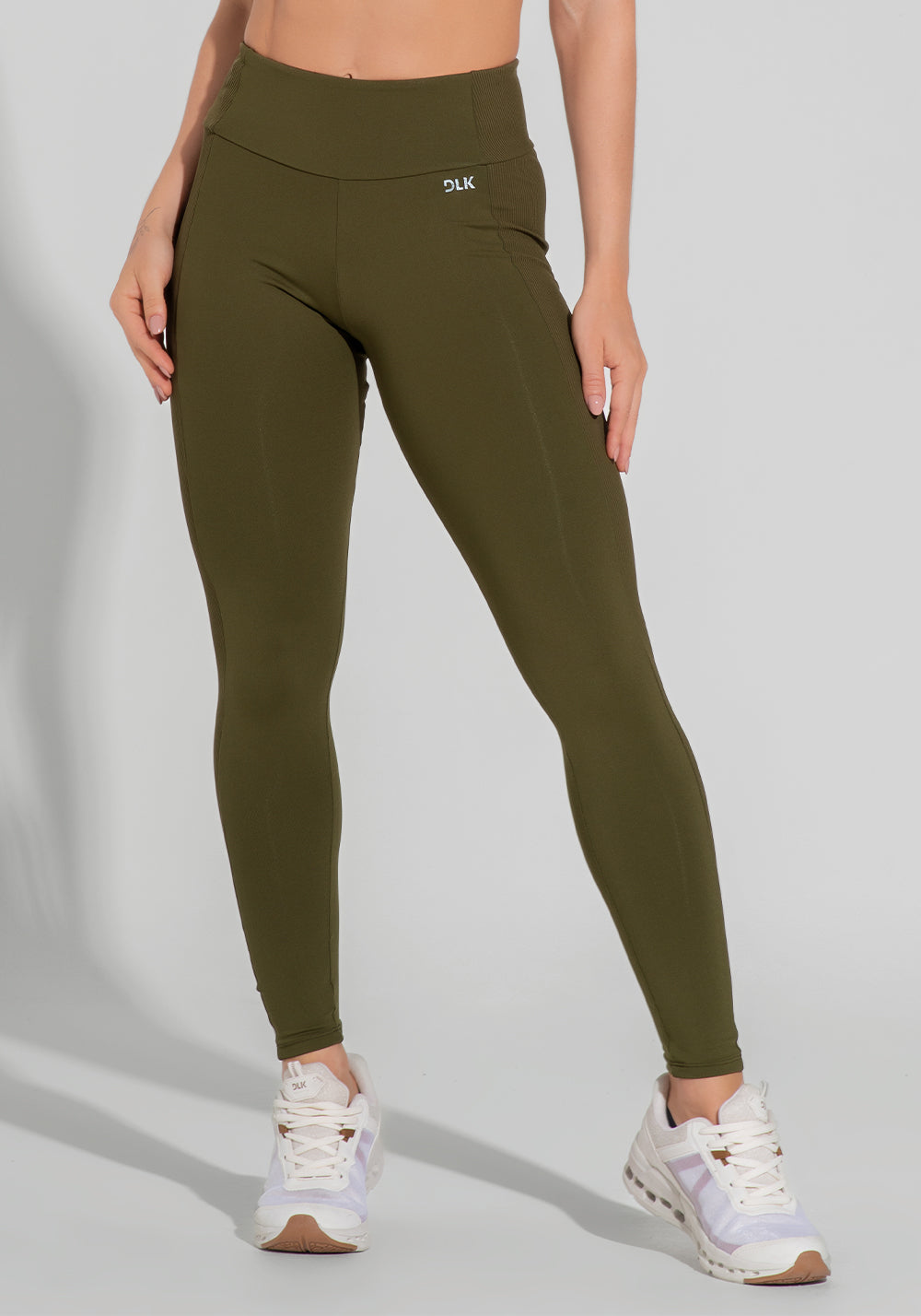 Legging Fitness Feminina Com Detalhe Canelado Motion Lines Dlk Verde Oliva