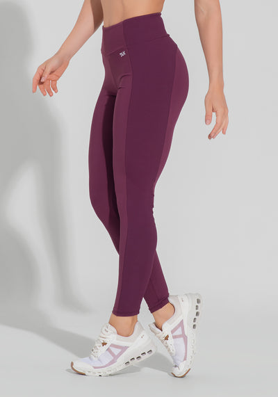 Legging Fitness Feminina Com Detalhe Canelado Motion Lines Dlk Vinho