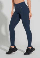 Legging Fitness Feminina Com Detalhe Canelado Motion Lines Dlk Azul Marinho