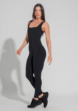 Macacão Fitness Feminino Com Detalhe Canelado Motion Lines Dlk Preto