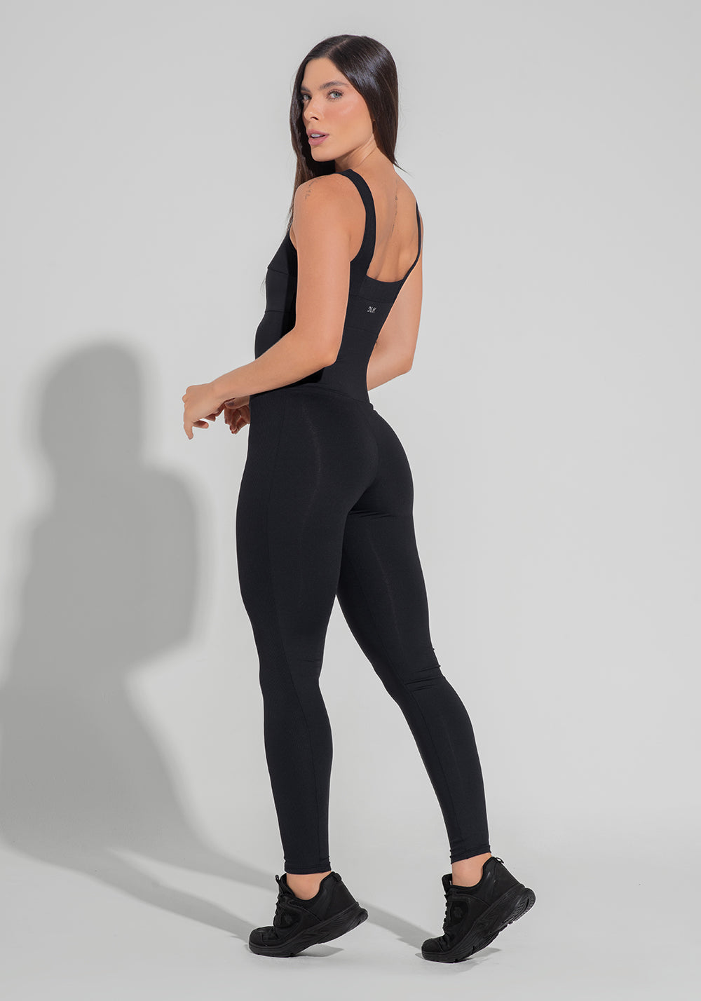 Macacão Fitness Feminino Com Detalhe Canelado Motion Lines Dlk Preto
