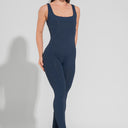 Macacão Fitness Feminino Com Detalhe Canelado Motion Lines Dlk Azul Marinho