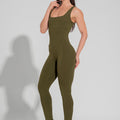 Macacão Fitness Feminino Com Detalhe Canelado Motion Lines Dlk Verde Oliva