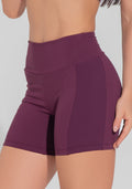 Short Fitness Feminino Com Lateral Canelada Motion Lines Dlk Vinho
