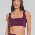 Top Fitness Feminino Decote Quadrado Com Detalhe Canelado Motion Lines Dlk Vinho
