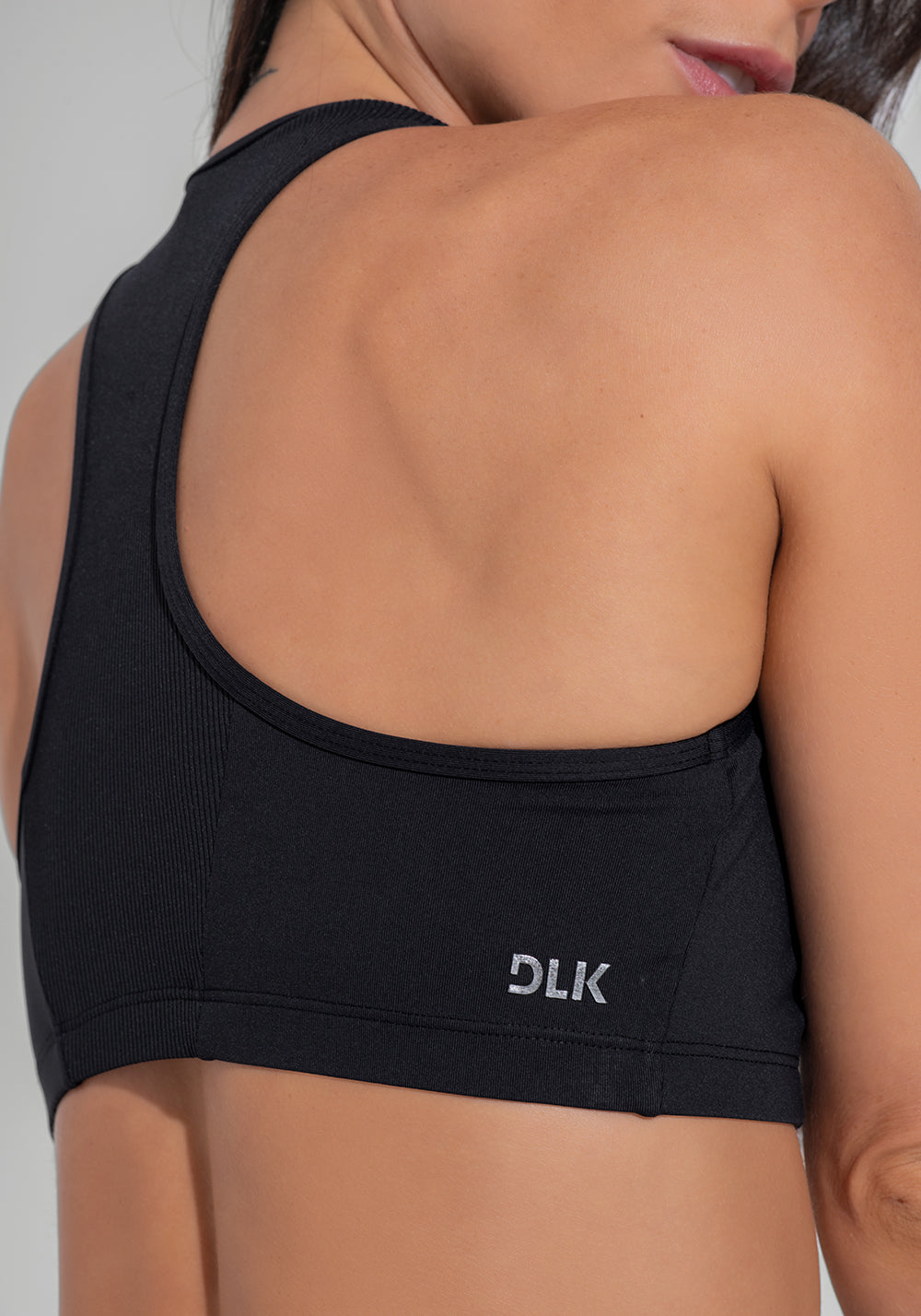 Top Fitness Feminino Nadador Com Detalhe Canelado Motion Lines Dlk Preto