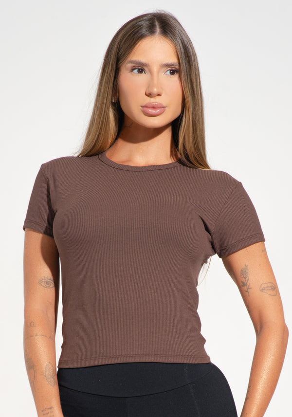 Blusa Baby Look Feminina Canelada Soul Dlk Marrom