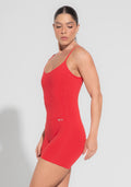 Macaquinho Fitness Feminino Com Recortes Vermelho Básico Dlk