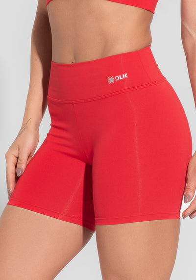 Short Fitness Feminino Vermelho Básico Dlk