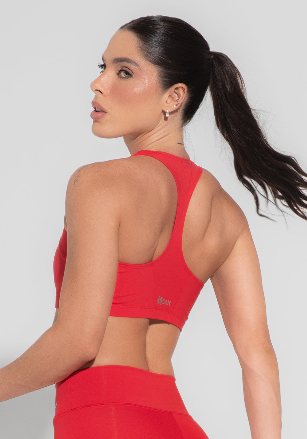 Top Fitness Feminino Modelo Nadador Vermelho Básico Dlk