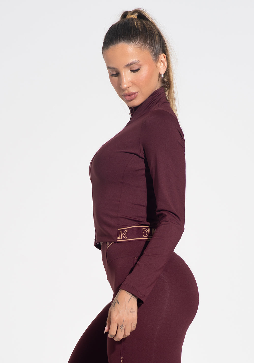 Casaco Fitness Feminino Com Elástico Activity Dlk Vinho
