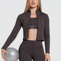 Casaco Fitness Feminino Com Elástico Activity Dlk Marrom Café