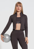 Casaco Fitness Feminino Com Elástico Activity Dlk Marrom Café