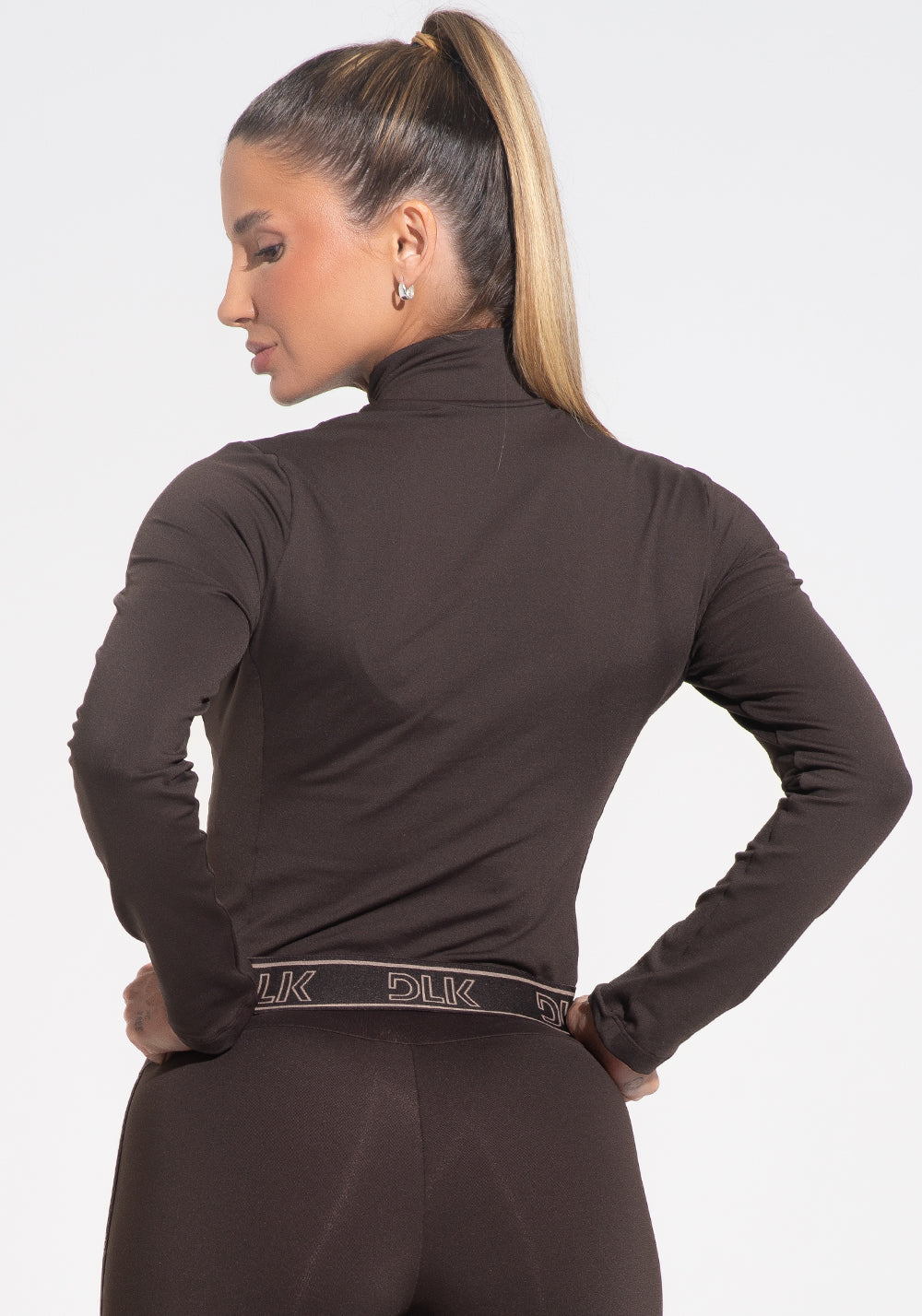 Casaco Fitness Feminino Com Elástico Activity Dlk Marrom Café