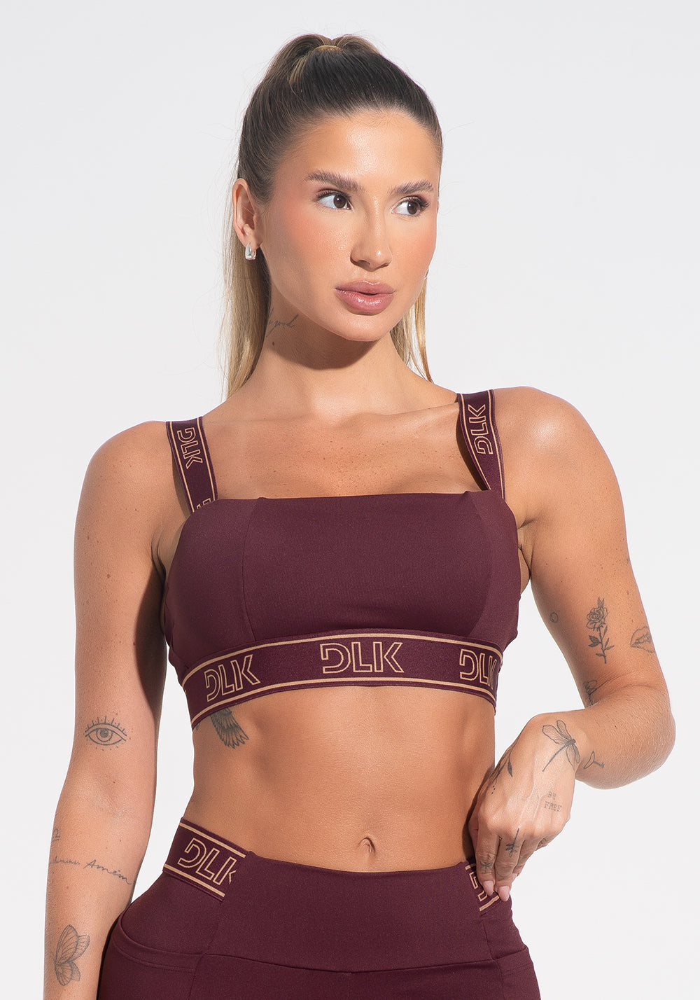 Top Fitness Feminino Com Bojo E Alças De Elástico Activity Dlk Vinho